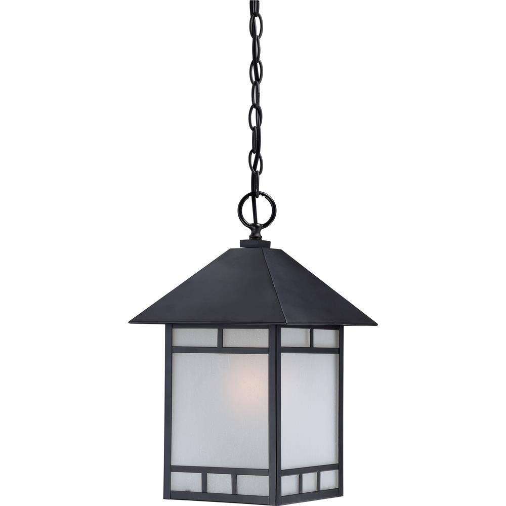 Nuvo Lighting 60/5604  Drexel 1 Light Outdoor Hanging Fixture with Frosted Seed Glass in Stone Black Finish